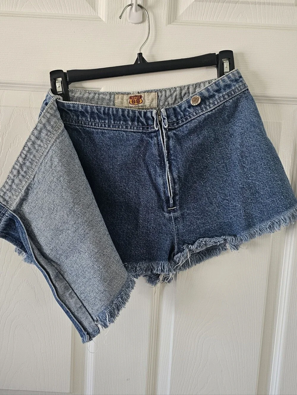 Vintage Route 66 Denim Wrap Skort Size 3/4 EUC 90s Y2K Frayed Hem